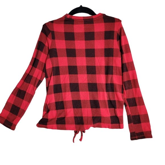 Cat & Jack Red Plaid Long Sleeve Drawstring Shirt Girls Size M 7/8 1089 - Picture 3 of 6